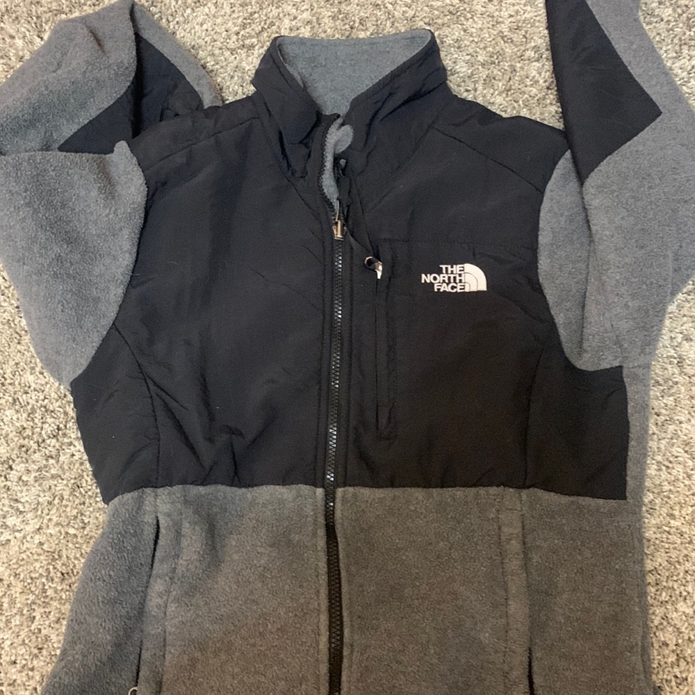 -Black and Grey North Face Zip up